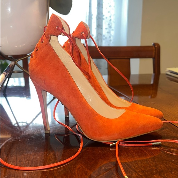 Nine West Shoes - Nine West Suede Orange Stiletto Heels